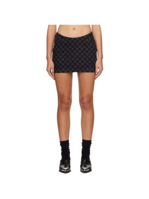 MISBHV Black Monogram Denim Miniskirt