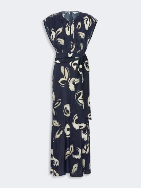 Max Mara APOTEMA Long printed crepe de chine dress - ULTRAMARINE