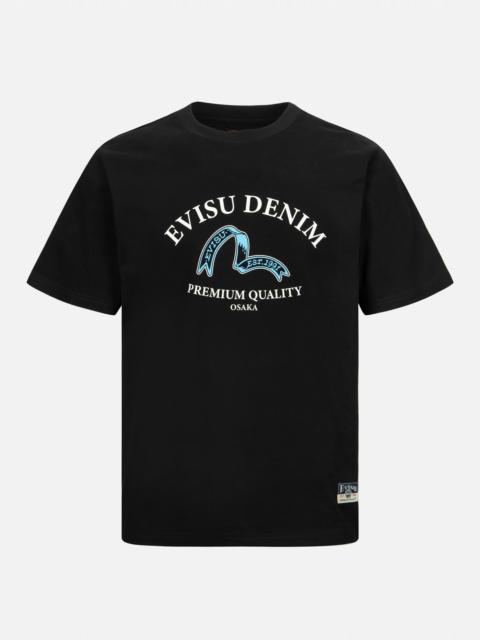 EVISU RIBBON SEAGULL AND LOGO PRINT REGULAR FIT T-SHIRT