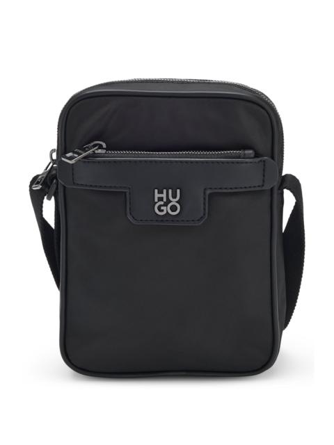 HUGO REPORTER BAG IN STRUCTURED TWILL WITH METALLIC STACKED LOGO