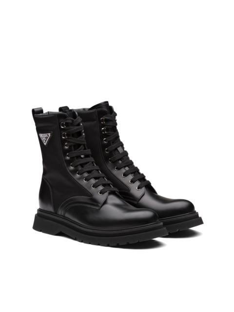 Prada Brushed leather and nylon boots