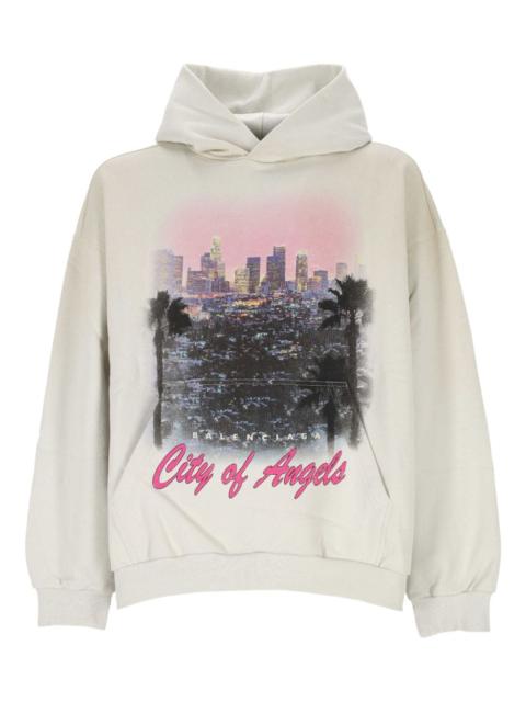 BALENCIAGA Men's City Of Angels Hoodie Medium Fit in Dirty White