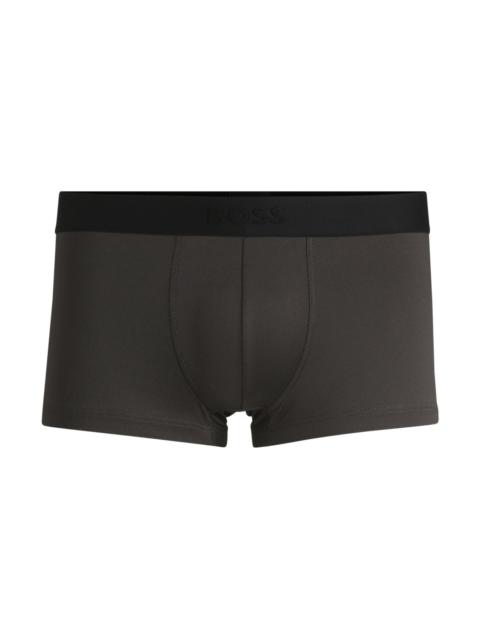 BOSS SHINY-PIQUÉ REGULAR-RISE TRUNKS WITH LOGO WAISTBAND