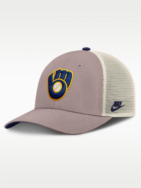Nike Milwaukee Brewers Cooperstown Rise Men's Nike MLB Adjustable Trucker Hat