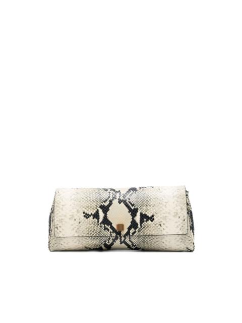 KHAITE snakeskin flap clutch