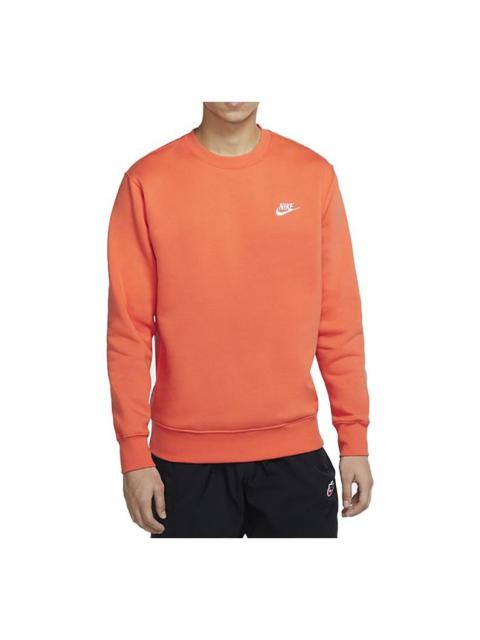 Nike Sportswear Club Sports Round Neck Fleece Solid Color Red BV2663-837