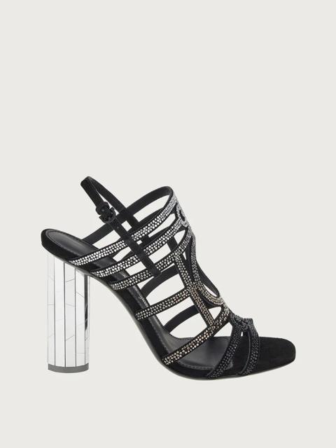 FERRAGAMO MIRRORED HEEL STRAPPY SANDAL