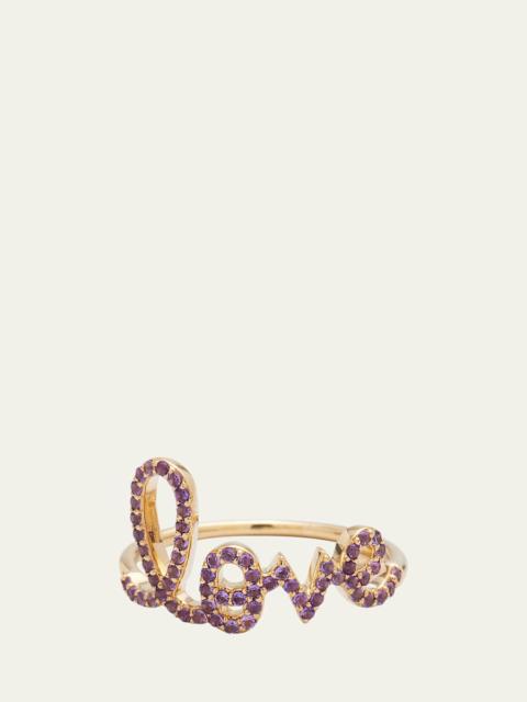 SYDNEY EVAN 14K Gold Large Love Script Ring in Amethyst