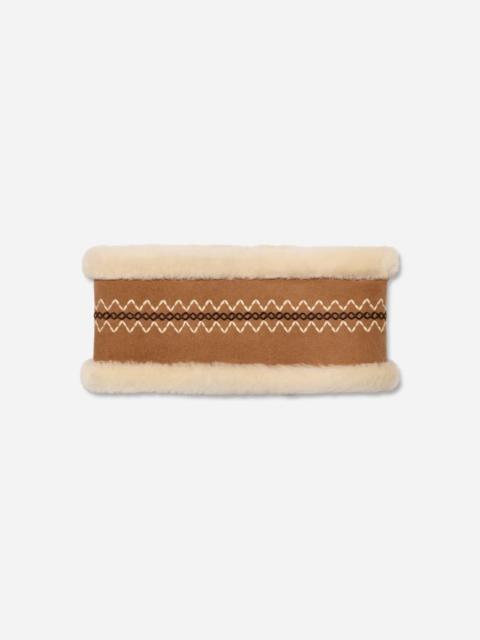 UGG ® Women's Atherson Embroidered Headband Sheepskin Earmuffs in Chestnut