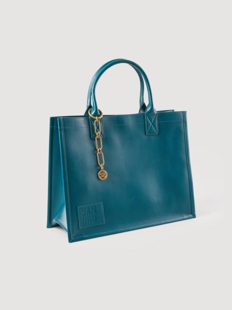 Sandro Leather tote bag with chain jewellery