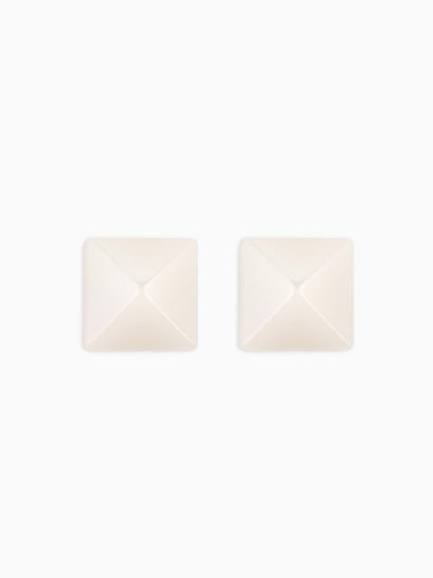 Oversize square faceted earrings