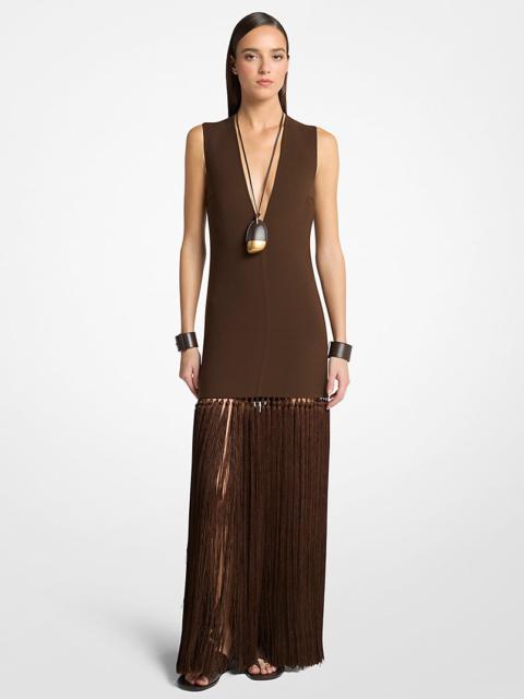 MICHAEL KORS COLLECTION Double Faced Wool Crepe Tassel Dress
