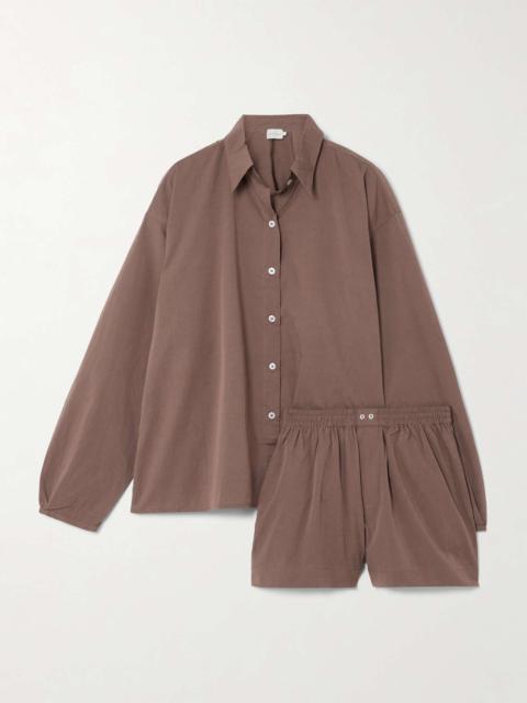 DEIJI STUDIOS Day organic cotton shirt and shorts set Brown
