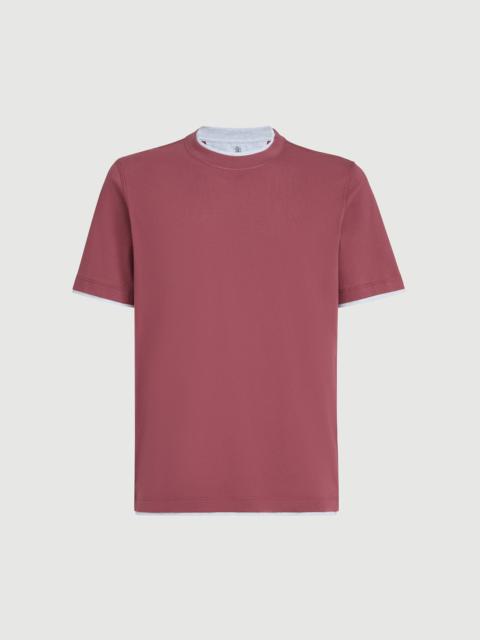 Brunello Cucinelli Cotton jersey crew neck T-shirt with faux-layering