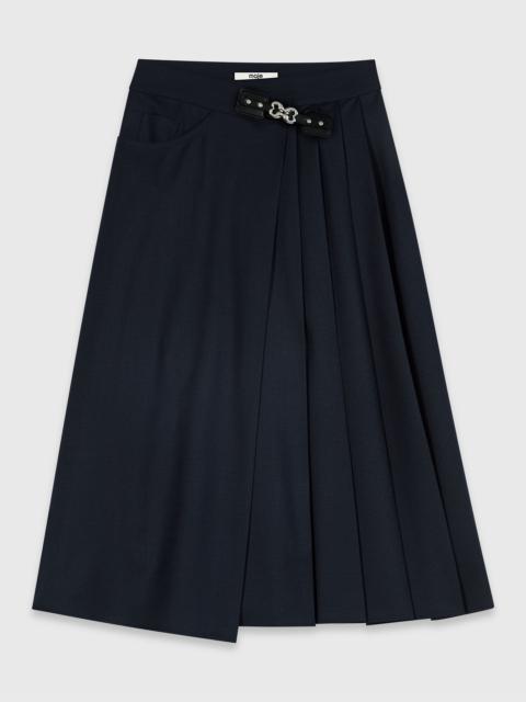 maje Long pleated skirt with buckle