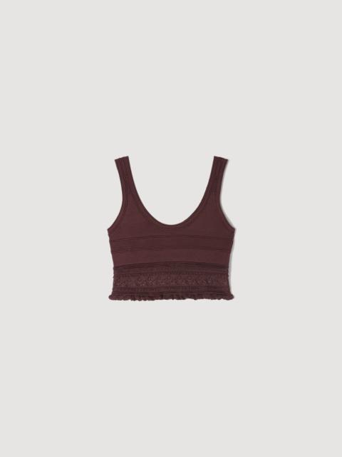 Sandro POINTELLE KNIT CROP TOP