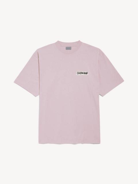 BALENCIAGA Women's Masking Tape Medium Fit T-shirt in Dusty Pink