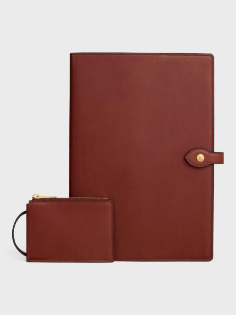 CELINE LARGE NOTEBOOK COVER WITH POUCH IN NATURAL CALFSKIN