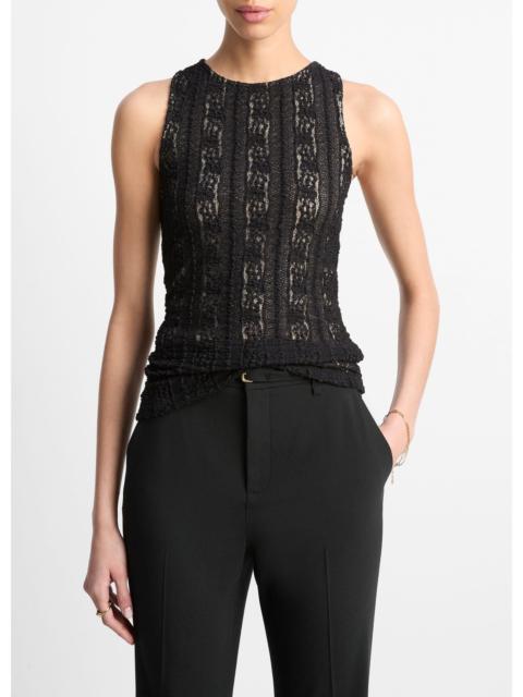 Vince Smocked Lace Shell