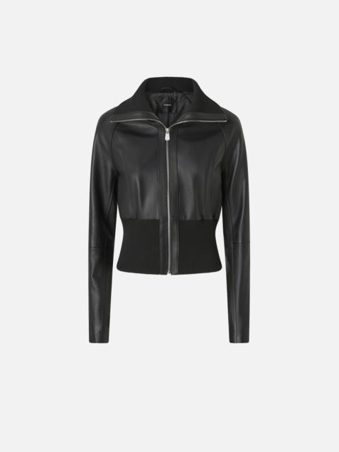 PINKO SHORT NAPPA LEATHER AND KNIT JACKET