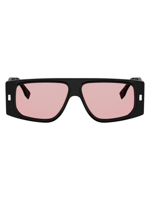 FENDI Women's 56MM Rectangular Sunglasses - Shiny Black Violet