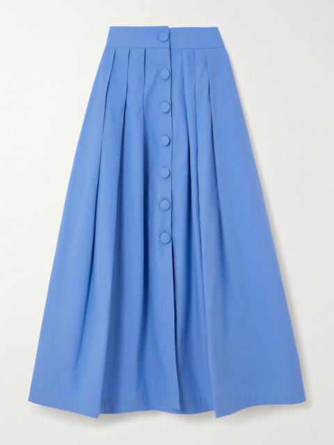 DESTREE Irving Pleated Cotton-poplin Midi Skirt