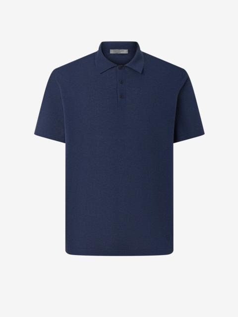 CORNELIANI Blue button-up Pima ice cotton polo shirt