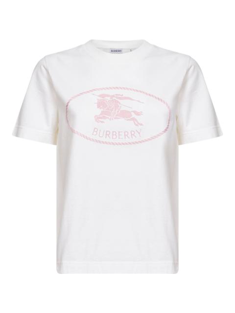 Burberry Chalk cotton T-shirt with Knight Stamp