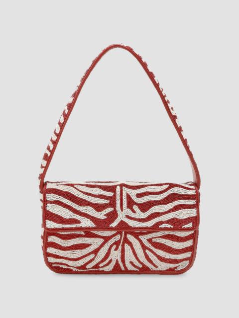 STAUD Women's Tommy Beaded Animal-Print Shoulder Bag - Scarlet White