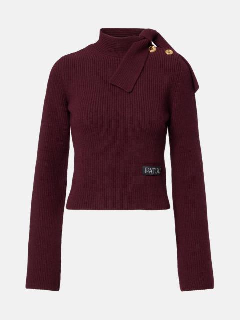 PATOU Bow-detail wool and cashmere sweater