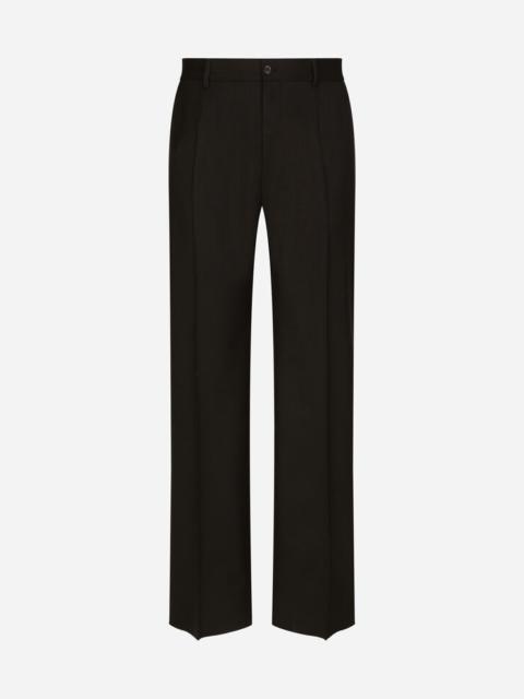 Dolce & Gabbana Stretch wool twill pants with wide leg