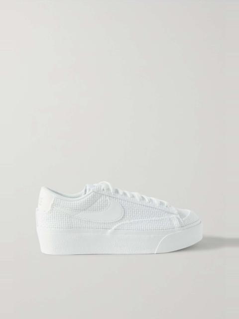 Blazer Low leather-trimmed crocheted platform sneakers