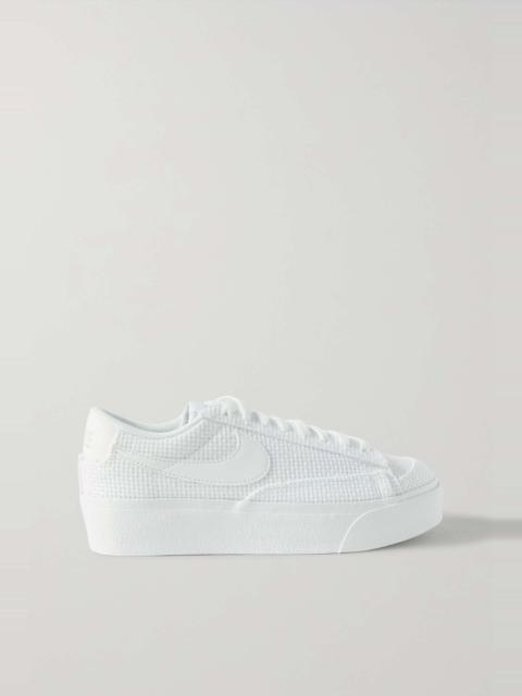 Nike Blazer Low leather-trimmed crocheted platform sneakers