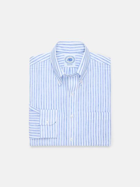 J. PRESS MADE-IN-USA THOMAS MASON BLUE BLAZER STRIPE LINEN SHIRT