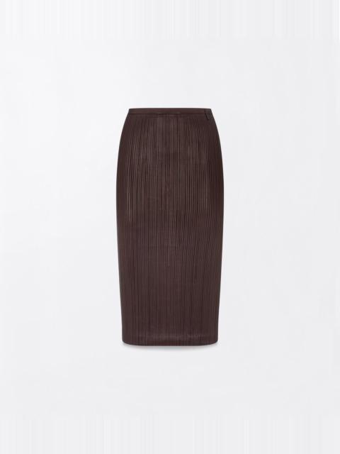 TOM FORD NAPPA LEATHER STRIPES EMBROIDERY ON JERSEY TUBE SKIRT