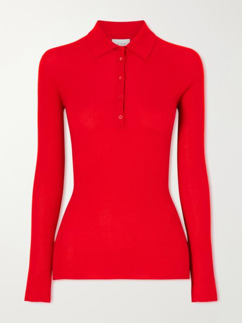 SA SU PHI Ribbed-knit Cashmere And Silk-blend Polo Shirt