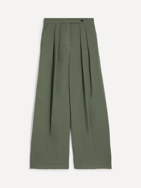 Dries Van Noten Khaki Wide-Leg Pleated Trousers
