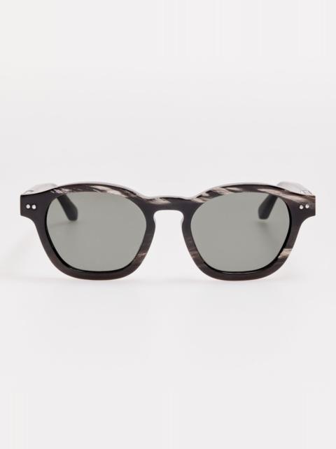 LINDA FARROW Talbot Sunglasses in Buffalo Horn and 925 Sterling Silver