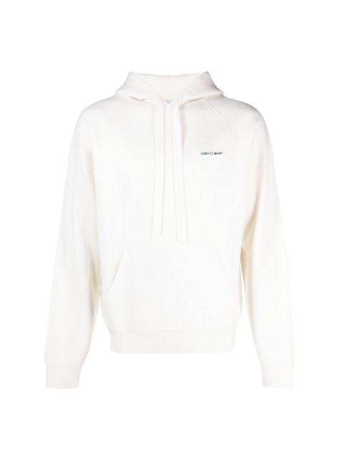 logo-patch faux-ribbed hoodie