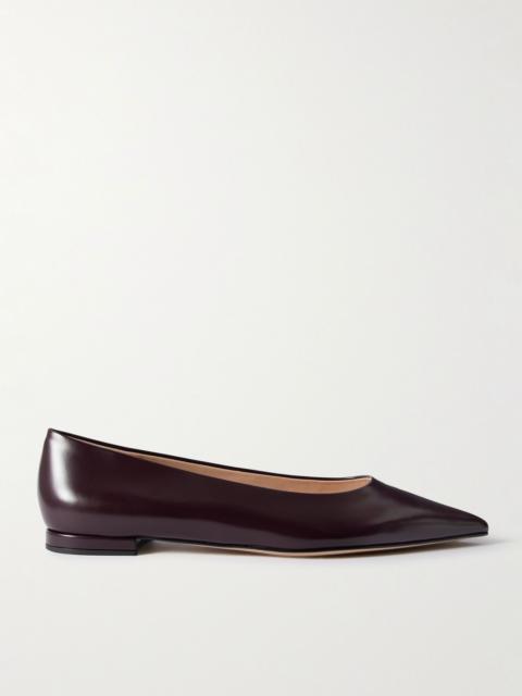 Gianvito Rossi Robbie glossed-leather ballet flats Burgundy