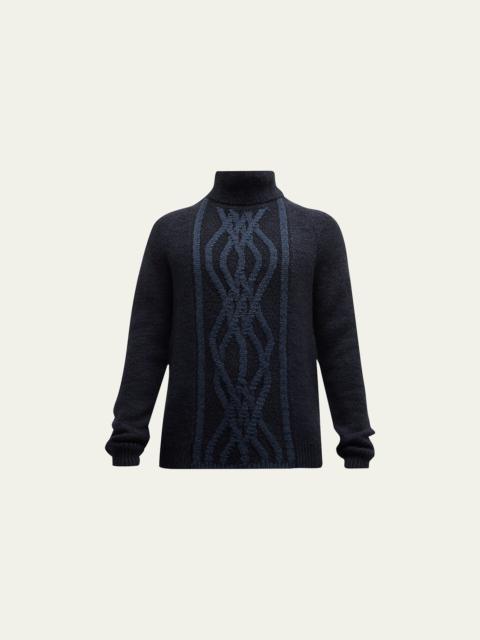 GIORGIO ARMANI Men's Two-Tone Cable Turtleneck Sweater