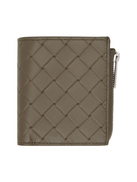 Bottega Veneta Khaki Intrecciato Stamp Bi-Fold Wallet