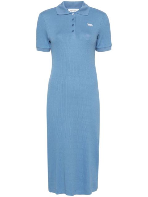Baby Fox-patch ribbed polo dress