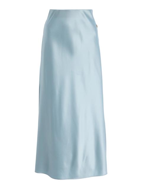 ÉTERNE Camila Stretch-Silk Midi Skirt blue
