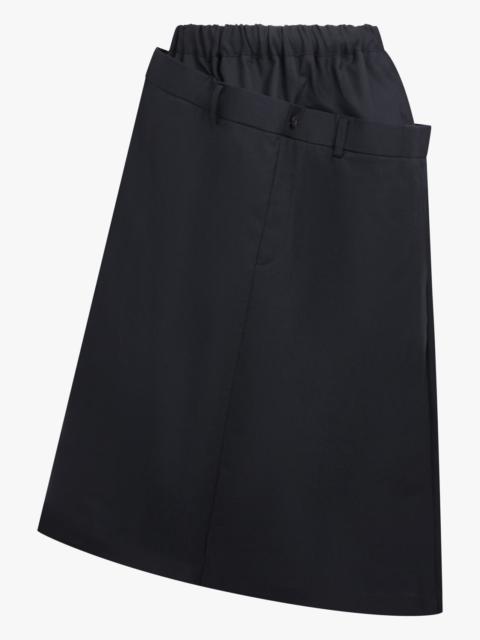 Noir Kei Ninomiya ELASTIC WAIST X TAILORED PANEL OVERLAY MIDI SKIRT | BLACK