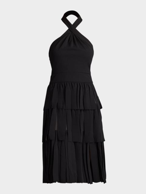TADASHI SHOJI Tiered Car Wash Crepe Halter Dress