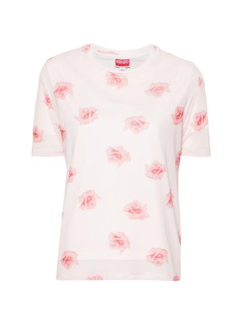 double-layered floral T-shirt