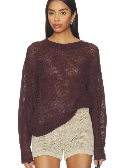 Enza Costa Linen Open Knit Crewneck