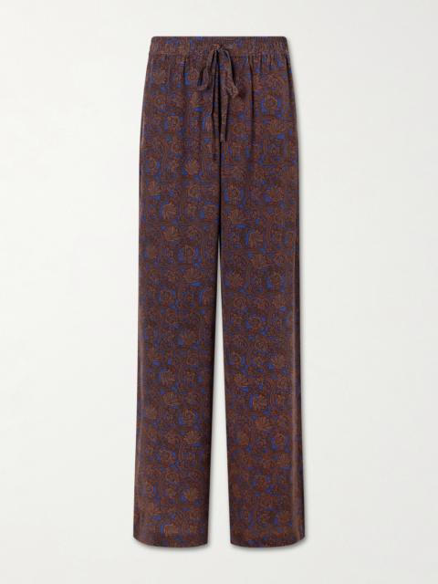 MATTEAU Printed Silk-crepe De Chine Straight-leg Pants