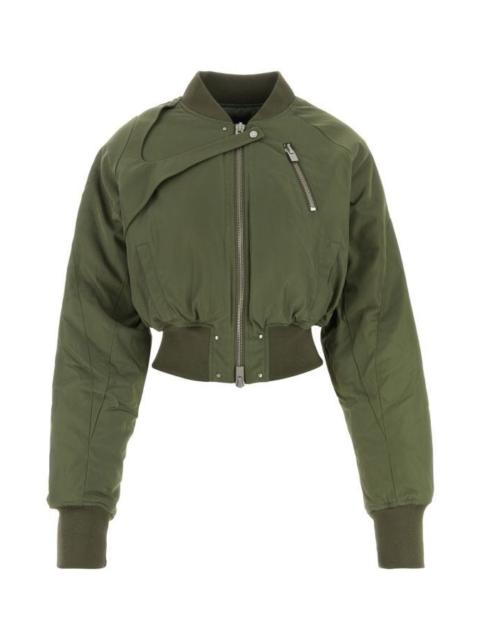 Green polyester bomber jacket